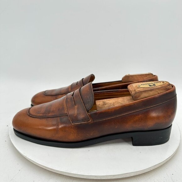 Tods Women Size EU 40.5 US 10.5 Brown Washed Leather Slip On Loafer Flat Shoes - Picture 2 of 11